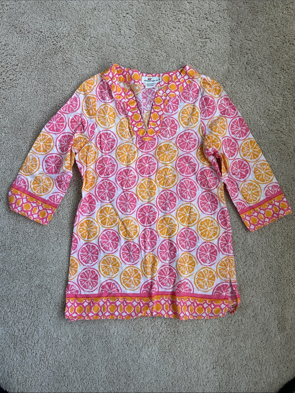 Vineyard Vines Bright Citrus Tunic cover up, M
